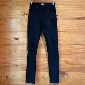 Agolde Sophie Black High Rise Distressed Skinny Jeans 26